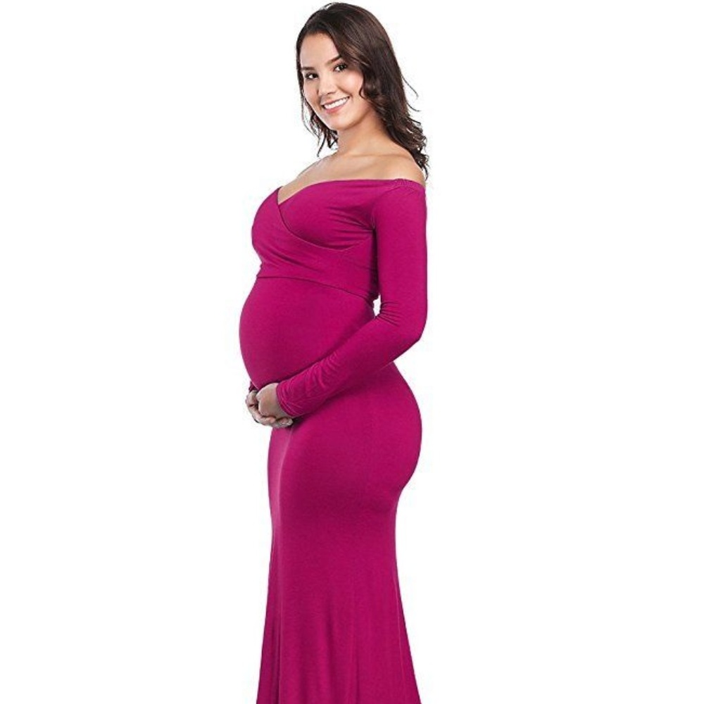 JustVH Maternity Fitted Gown Cross-Front V Neck